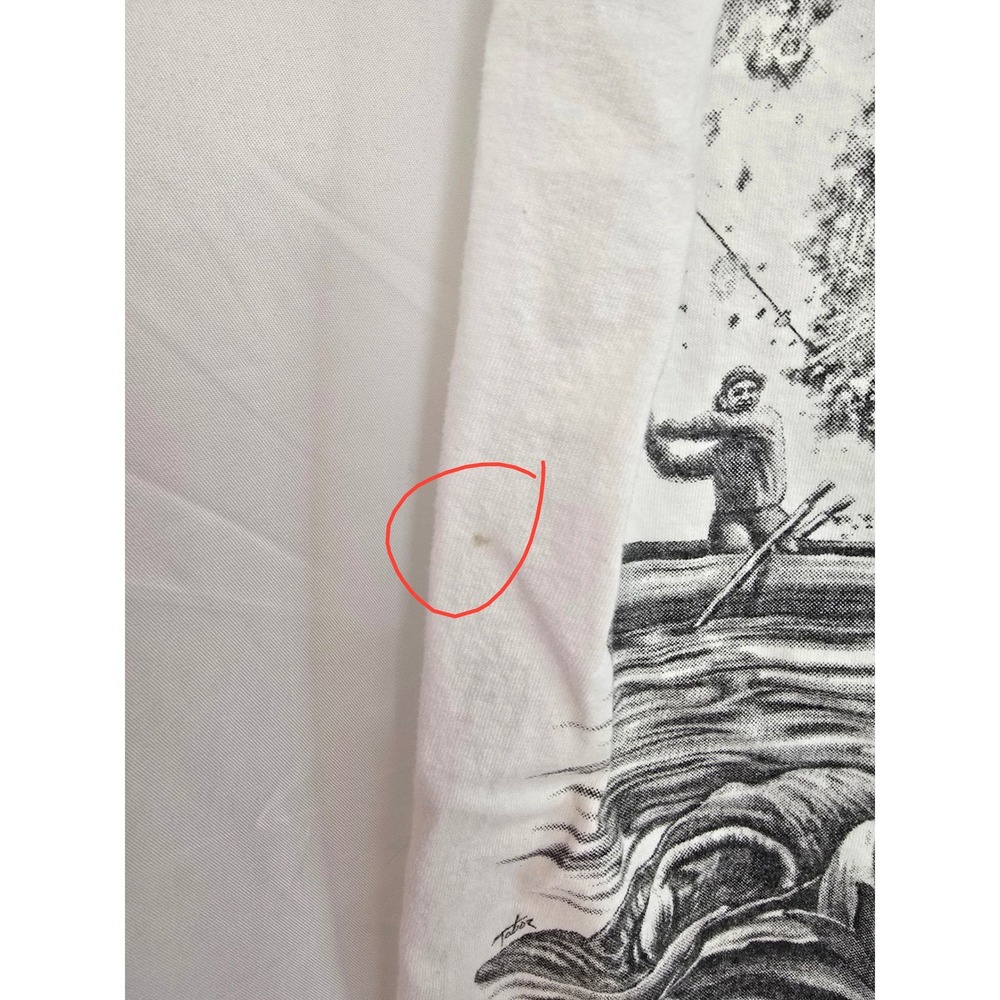 TULTEX‎ Men's Large Graphic T-Shirt Bass Fishing Angler Outdoors Adventure White - Picture 3 of 6